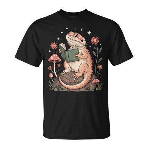 Bearded Dragon Cottagecore Reading Book T-Shirt - Bookorys UK