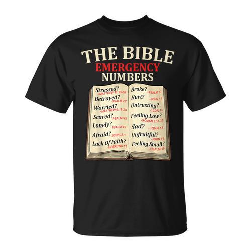 The Bible Book Of Emergency Numbers Religious Christian T-Shirt - Bookorys