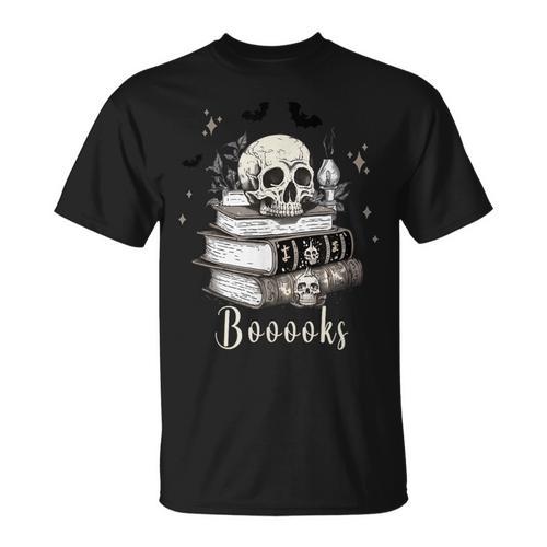 Boo Skeleton Skull Books Halloween Women School Teacher Kid T-Shirt - Bookorys AU