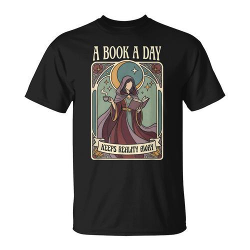 A Book a Day Keeps Reality Away Fairy Reading Tarot Card T-Shirt - Bookorys CA