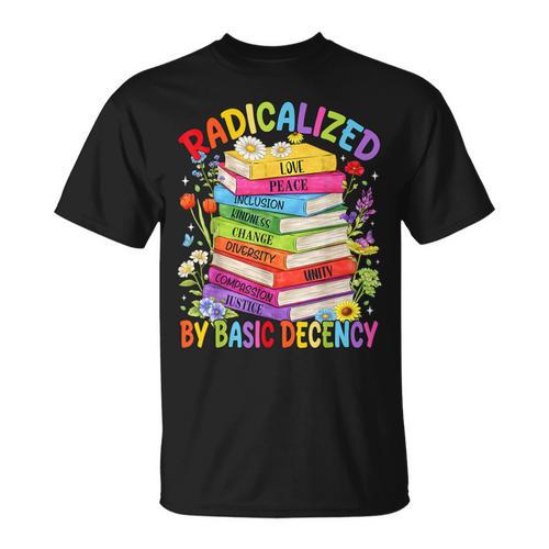Book Flower Boho Radicalized By Basic Decency LGBT Men Women T-Shirt - Bookorys DE