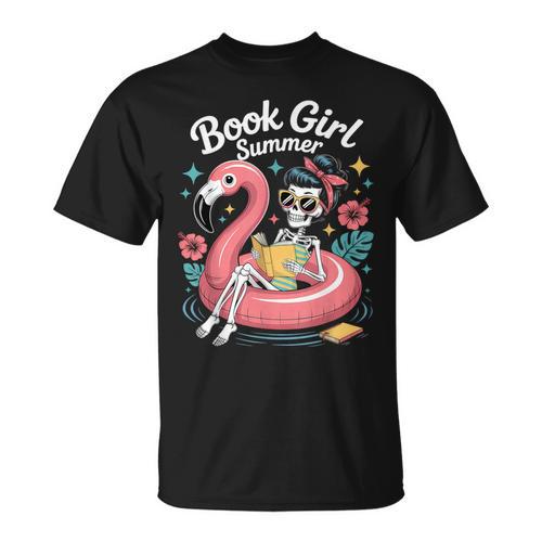 Book Girl Summer Skeleton Reading Books Lovers Beach T-Shirt - Bookorys UK