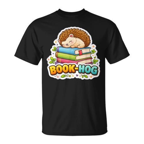 Book Hog Lover Hedgehog Owner Erinaceinae Bookworm Pun Joke T-Shirt - Bookorys DE