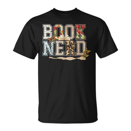 Book Nerd Vintage Floral Aesthetic Leopard Print T-Shirt - Bookorys AU