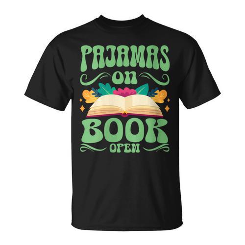 Book And Pajama Pajamas On Book Open T-Shirt - Bookorys UK
