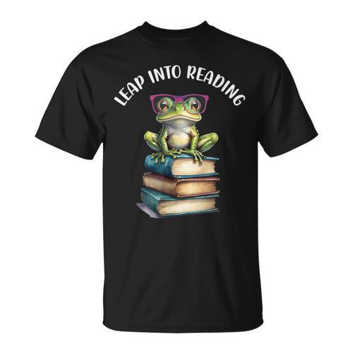 Book Reading Cute Frog Leap Into Reading T-Shirt - Bookorys