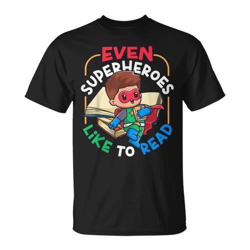 Book Reading Superheroes Like To Read T-Shirt - Bookorys CA