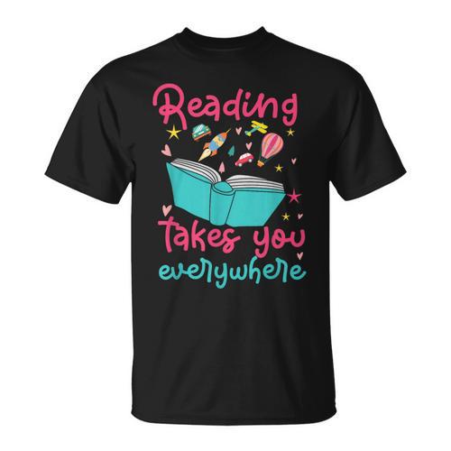 Book Reading Reading Takes You Everywhere T-Shirt - Bookorys