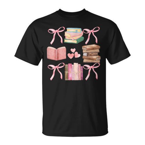 Books And Pink Bows Booktok Coquette Preppy T-Shirt - Bookorys AU