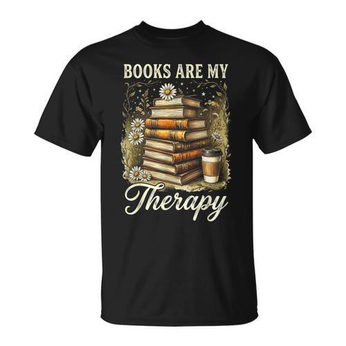 Books Are My Therapy Coffee Bookworm Retro Reading T-Shirt - Bookorys DE