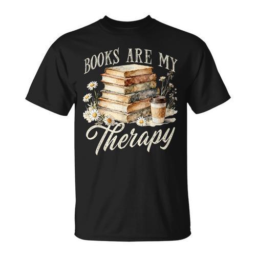 Books Are My Therapy Floral Book Lover Reading Bookworm Nerd T-Shirt - Bookorys