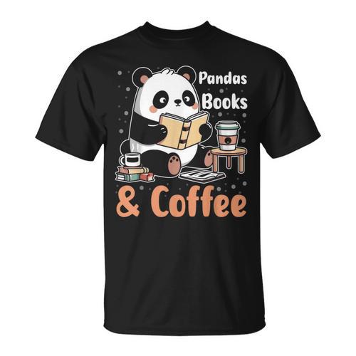 Books Reading Reader Panda Panda Books And Coffee T-Shirt - Bookorys