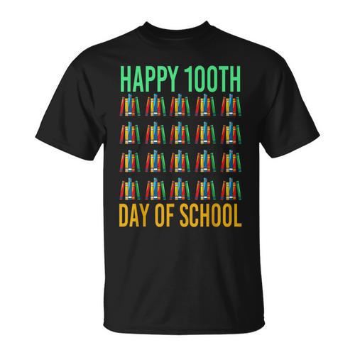 Books School Teacher Student Happy 100th Day Of School T-Shirt - Bookorys AU