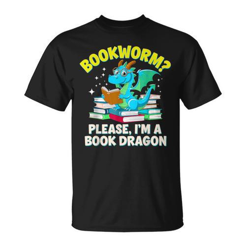 Bookworm Please I'm A Book Dragon Cute Nerds Fantasy Reader T-Shirt - Bookorys AU