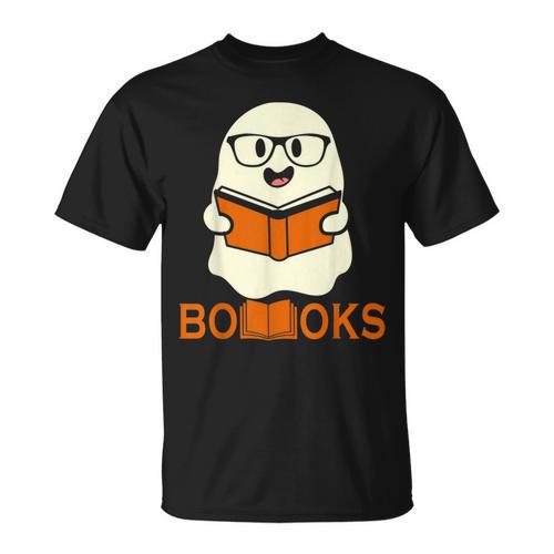 Booooks Ghost Boo Read Books Library Teacher Halloween Cute Men Women Kids T-Shirt - Bookorys