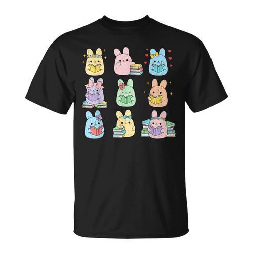 Bunny Reading Books Easter Day Teacher Librarian Book Lover T-Shirt - Bookorys CA