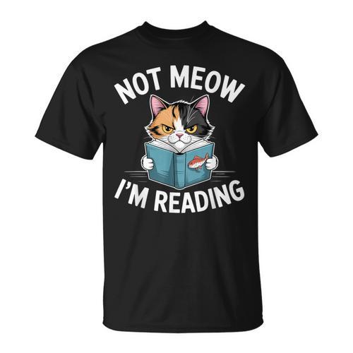 Calico Cat Graphic Not Meow Im Reading Book Lover T-Shirt - Bookorys AU