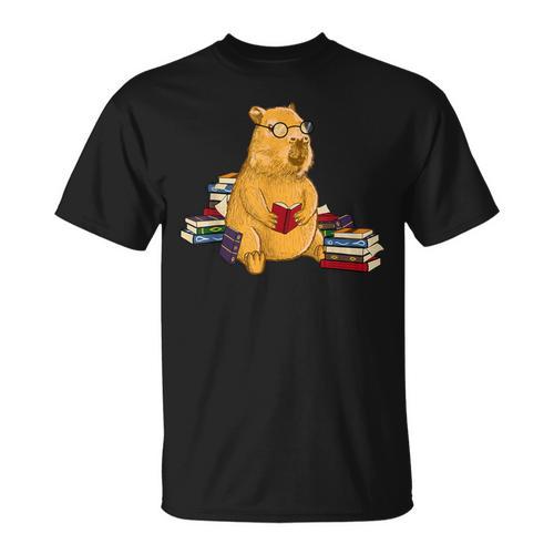 Capybara Reading Books T-Shirt - Bookorys
