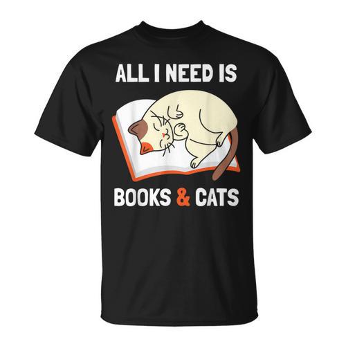 Cat Lovers All I Need Is Books & Cats Book Men Women Kids T-Shirt - Bookorys DE