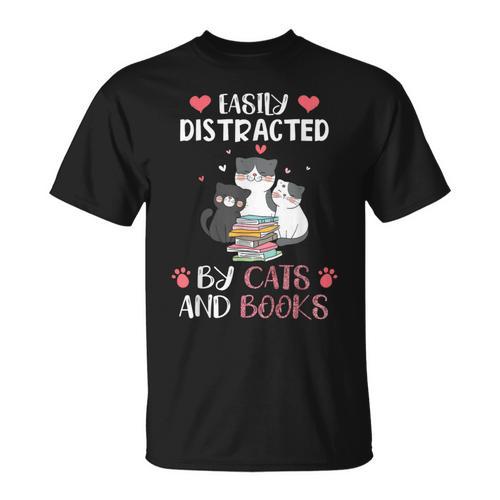Cat Simply Distracted By Cats And Books T-Shirt - Bookorys AU