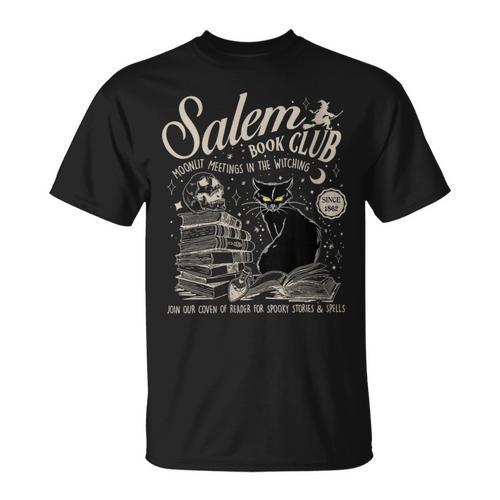 Cat Witch Salem Book Club Reading Halloween Book Lover T-Shirt - Bookorys CA