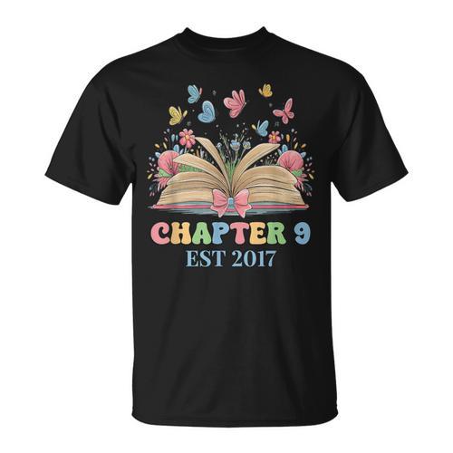 Chapter 9 Years Old 9th Birthday Butterfly Bow Book Lover T-Shirt - Bookorys
