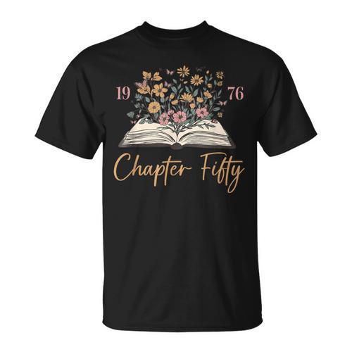 Chapter Fifty 1976 50th Birthday Wildflower Book 50 Year Old T-Shirt - Bookorys