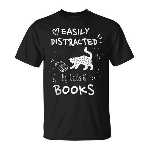Coffee Cats And Books Ironic Kitty Literature T-Shirt - Bookorys AU