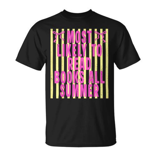Coquette Striped Most Likely To Read Books All Summer T-Shirt - Bookorys