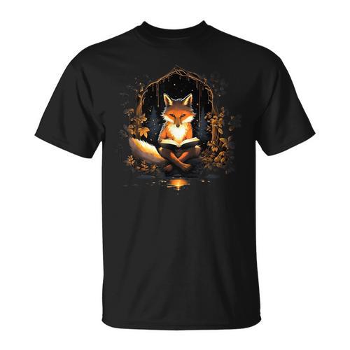 Cottagecore Aesthetic Fox Reading Book Cute Goblincore Lover T-Shirt - Bookorys UK