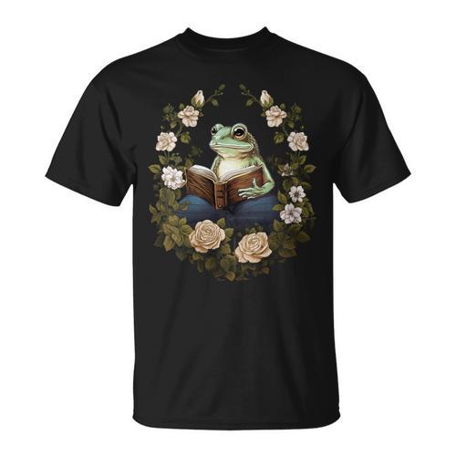 Cottagecore Aesthetic Frog With Book Reading Goblincore T-Shirt - Bookorys UK