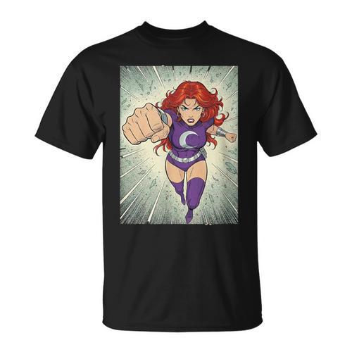The Crimson Crescent 90s Retro Comic Book Superheroine Art T-Shirt - Bookorys AU