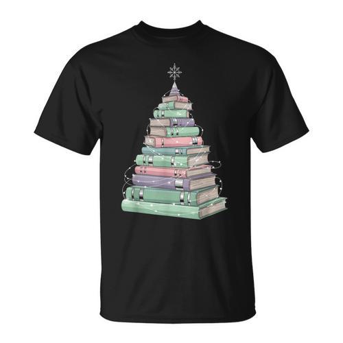 Cute Bookmas Christmas Book Tree Book Lover Teacher T-Shirt - Bookorys