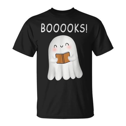 Cute Ghost Book Reading Halloween Teacher Booooks For Men Women Kids T-Shirt - Bookorys