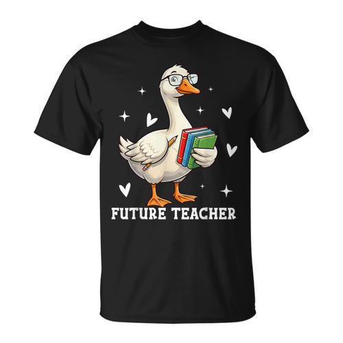 Cute Goose I Love Future Teacher Reading Books T-Shirt - Bookorys