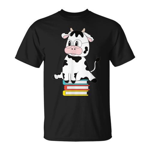 Cute Kawaii Cow Book Reading Bookworm Boys Girls Kids T-Shirt - Bookorys DE