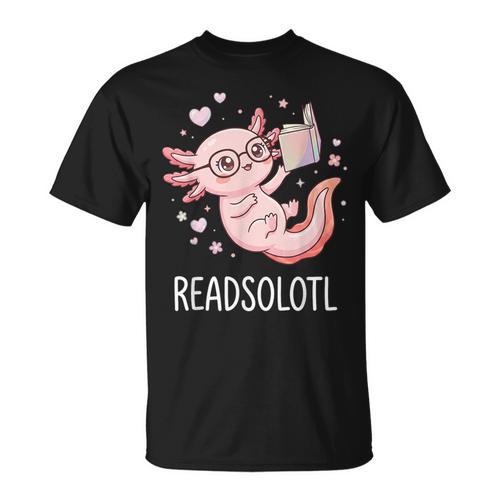 Cute Kawaii Readsolotl Axolotl Reading Book Pun T-Shirt - Bookorys
