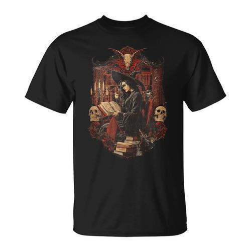 Dark Academia Witch Reading Book Gothic Library T-Shirt - Bookorys
