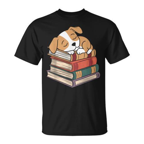 Dog Reading Book Pajama Sleep T-Shirt - Bookorys UK