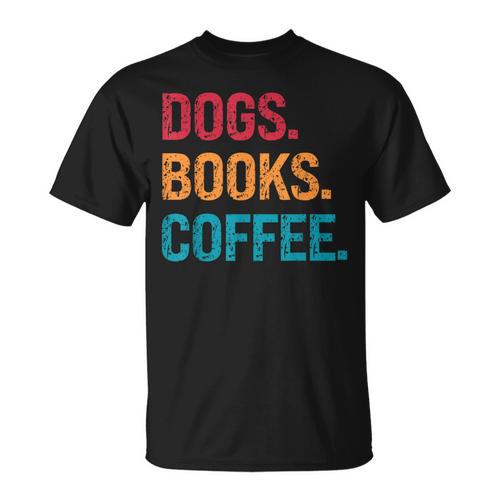 Dogs Books Coffee Reading Book Addict Distracted By Dogs T-Shirt - Bookorys