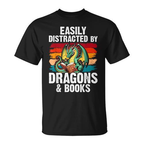Dragon Reading Book Retro Vintage 80s Library Bookworm T-Shirt - Bookorys UK