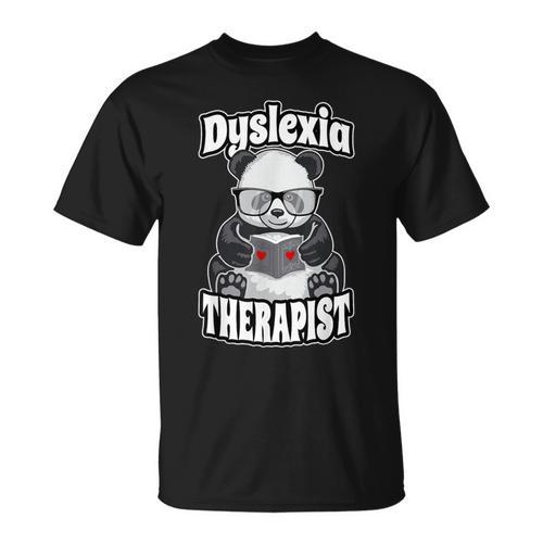 Dyslexia Therapist Teacher Dyslexic Therapy Panda Book Heart T-Shirt - Bookorys