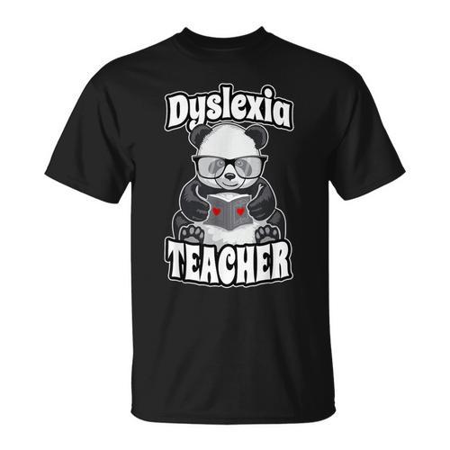 Dyslexia Teacher Therapist Dyslexic Therapy Panda Book Heart T-Shirt - Bookorys