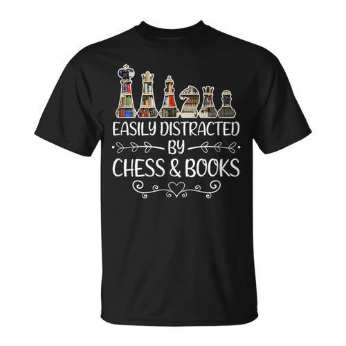 Easily Distracted By Chess And Books T-Shirt - Bookorys