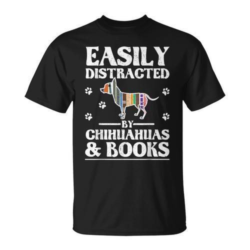 Easily Distracted By Chihuahuas & Books T-Shirt - Bookorys DE