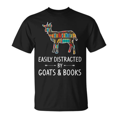 Easily Distracted By Goats & Books Lover Sheep Kid T-Shirt - Bookorys
