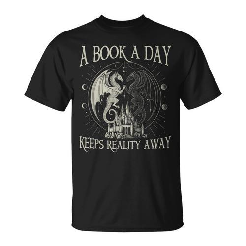 Fantasy Book Club Dragon Reader Book A Day Keep Reality Away T-Shirt - Bookorys