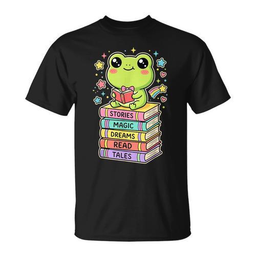 Frog Reading Books Bookworm Librarian T-Shirt - Bookorys DE