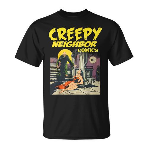 FUNNY Creepy Neighbor Comics Parody Horror Comic Book T-Shirt - Bookorys