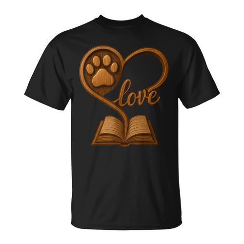 Girl Who Loves Dogs & Books Heart Dog Lover Reader Reeding T-Shirt - Bookorys AU
